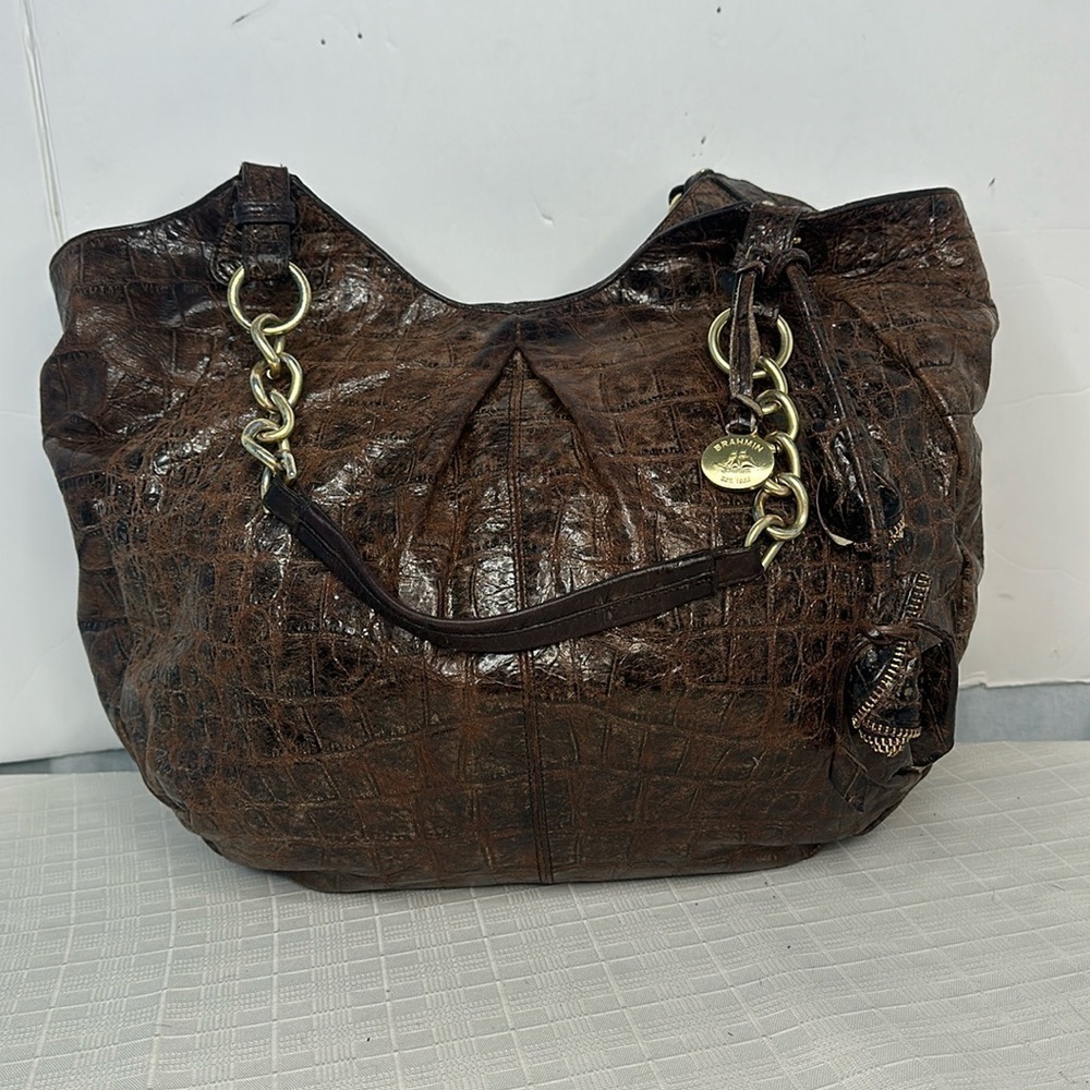 Brahmin Anne Chocolate Melbourne With LIMITED EDITION Roses bag charms Hobo Bag